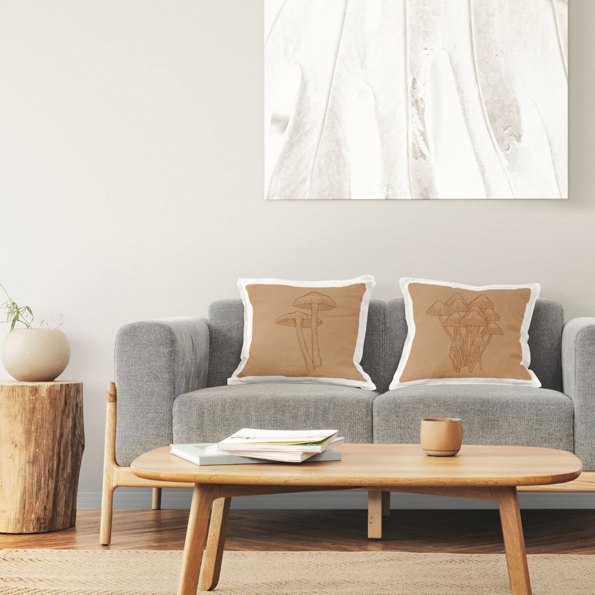 Stupell Industries Rustic Forest Mushrooms Intricate Nature Details 2 Pillow Set, 18" x 18"